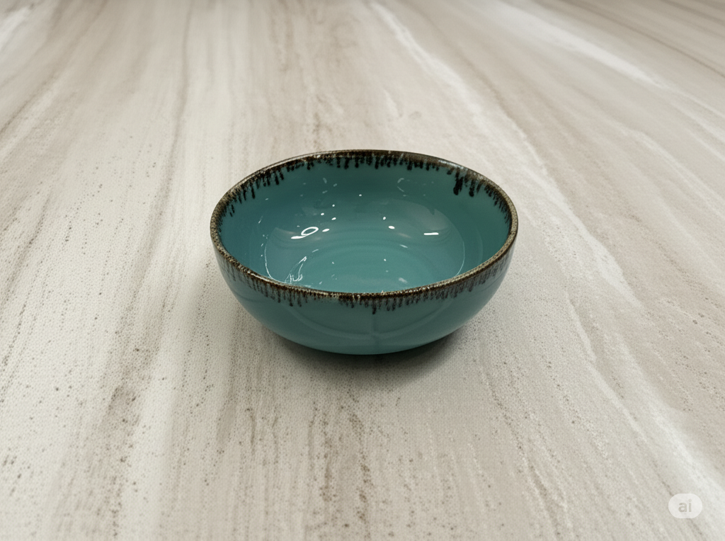 Handcrafted Ceramic Serving Bowl – Teal Rustic